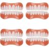 WoCOyo Dentures Cosmetic Veneer Men and Women Natural Tone Instant Veneers Dental Silicone Tooth Whitening Temporary Prosthesis Teeth Top Bottom False Teeth,4pairs view 1