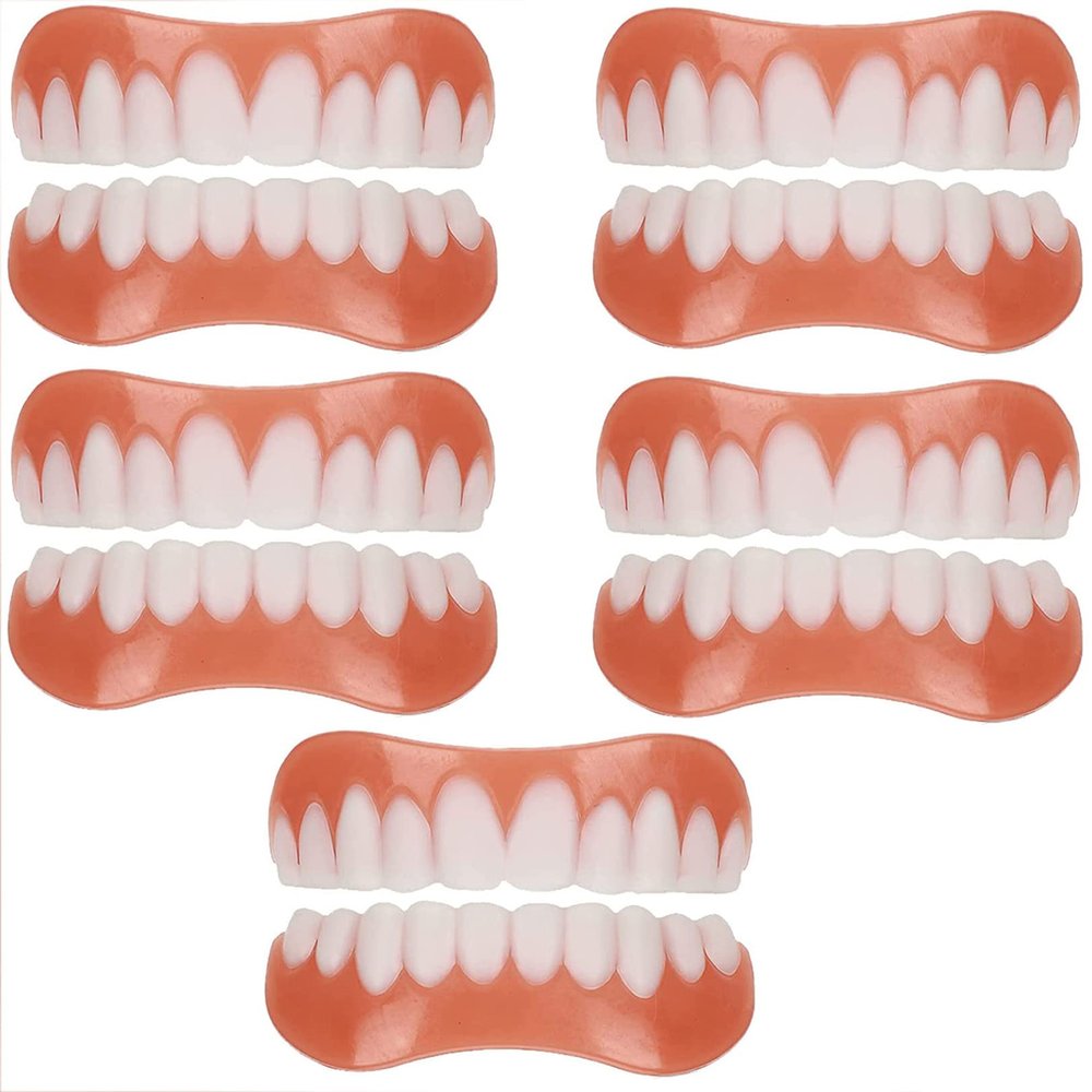 WoCOyo False Teeth Comfortable Smile Top and Bottom Instant Veneers Fake Teeth Men Women Instant Veneers Cosmetic Teeth Whitening Temporary Prosthesis Teeth,5pairs