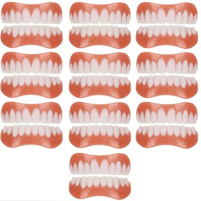 WoCOyo False Teeth Comfortable Smile Top and Bottom Instant Veneers Fake Teeth Men Women Instant Veneers Cosmetic Teeth Whitening Temporary Prosthesis Teeth,10pairs