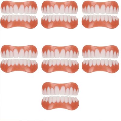 WoCOyo False Teeth Comfortable Smile Top and Bottom Instant Veneers Fake Teeth Men Women Instant Veneers Cosmetic Teeth Whitening Temporary Prosthesis Teeth,7pairs