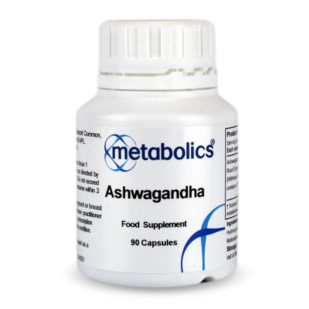 Metabolics Ashwagandha 450mg Capsules, 10:1 Root Extract with 1.5% Withanolides UK Made GMP Certified Supports Relaxation, Energy, Sleep & Cognitive Support Vegan 90 Count