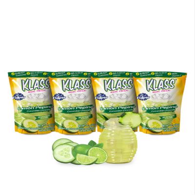 klass Aguas Frescas Lemon Cucumber Drink Mix, Natural Sources Flavors and Colors No Artificial Flavors, No Artificial Sweeteners (Makes 7 to 9 Liters), 14 Ounce Family Pack (Pack of 4)