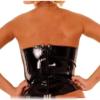 Latex Tube Top with Zip Back Rubber Shirt, Transparent Purple, Women's,Schwarz,Female XL view 2