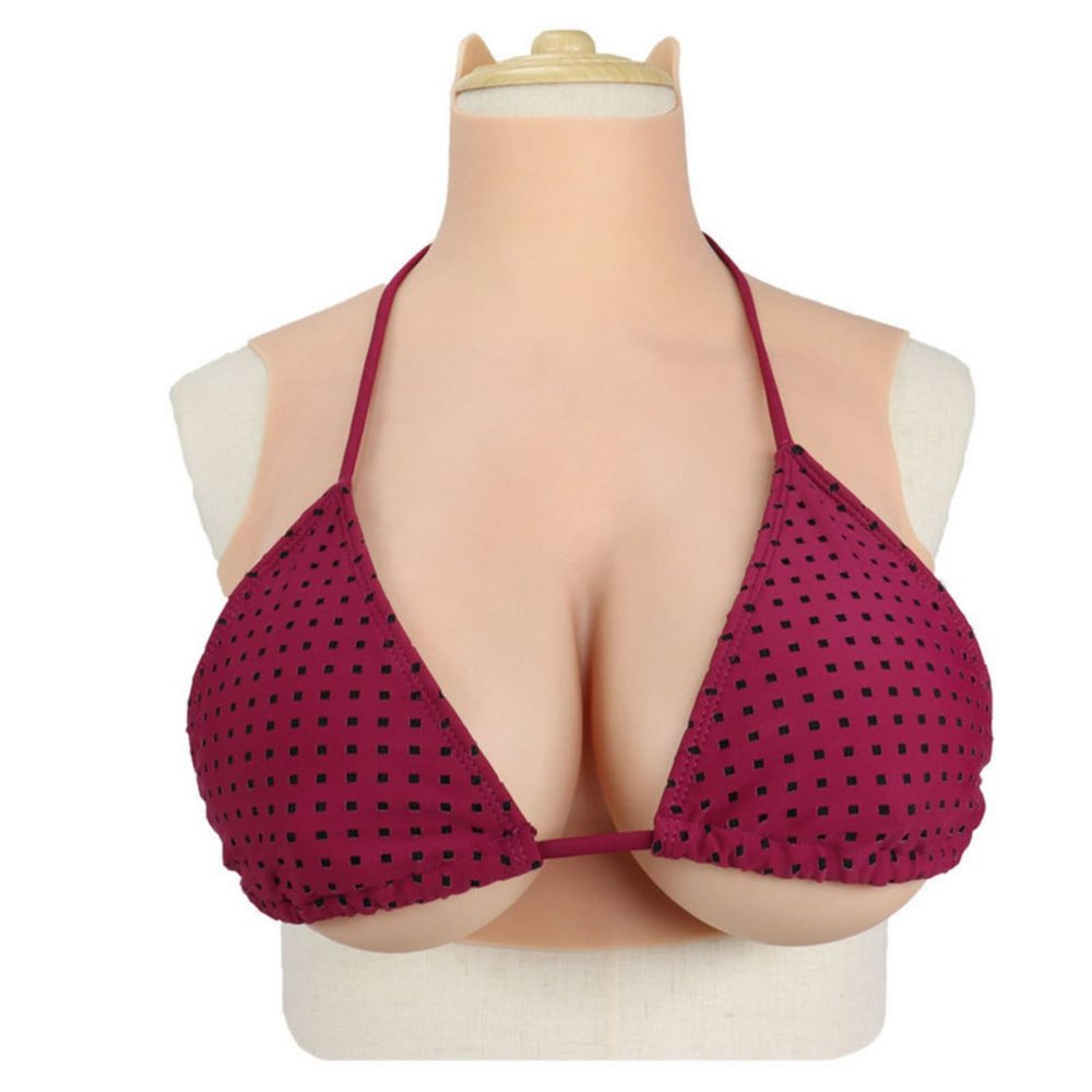 USUWE Cross-cover silicone breast prosthesis breast prosthesis silicone breast pad from B to I cups are soft and comfortable for men and women(Wheat color,C cup filled with silica gel)