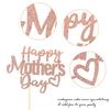 1 Piece Happy Mother's Day Cake Topper with Glitter Hollow Heart Love Mother Cake Pick Best Mother Cake Decorations for Women Birthday Happy Mother Day Theme Party Supplies Rose Gold view 3