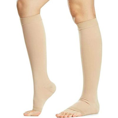 AAGAZA Varicose Compression Stockings Open Toe Knee High Calf Compression Socks Women Men Firm Graduated Support for Varicose Veins S-MEUR34-37 Black/69 (Color : Skin, Size : L-XLEUR38-41)