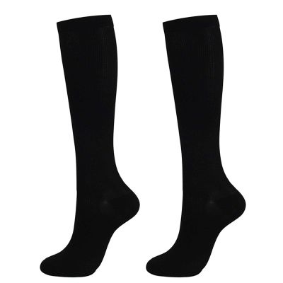 AAGAZA Varicose Compression Stockings Pressure Compression Knee High Support Long Stockings Solid Color Comfortable Ladies and Men LXL White/42 (Color : Black, Size : S-M)