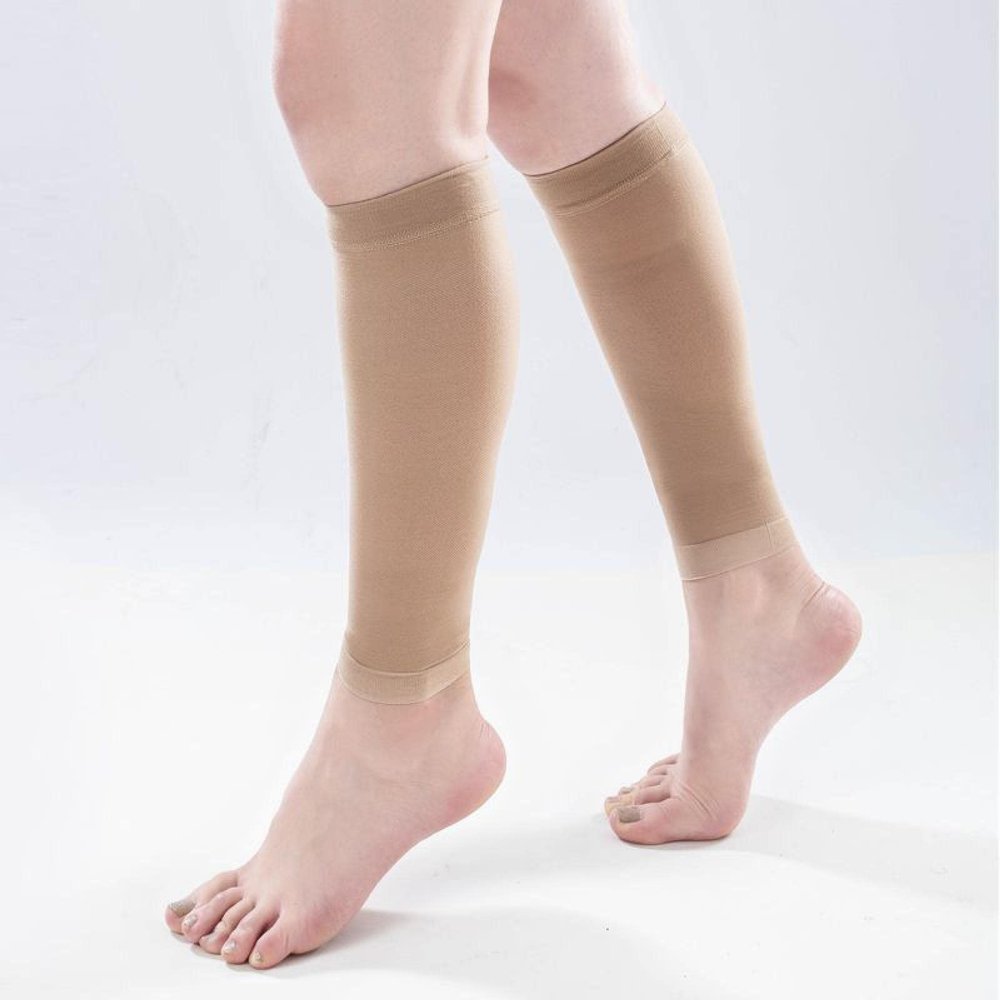 AAGAZA Varicose Compression Stockings 23-32mmhg Elastic Compression Sock Women Vein Fatigue Relief Leg Warmer Pressure Calf Sleeve 5XL Beige/44 (Color : Black, Size : XXL)