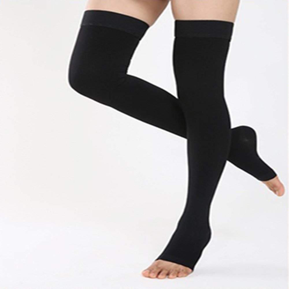 AAGAZA Varicose Compression Stockings Thigh Compression for Women Running Wear Long Class 2 Pressure 20-30 mmHg Varicose Veins Shape S blackopentoe/89 (Color : Blackopentoe, Size : XXL)