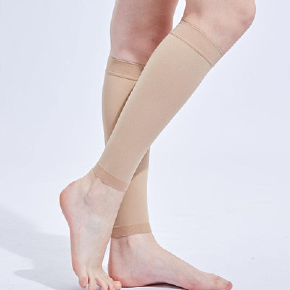 AAGAZA Varicose Compression Stockings Compression Calf Leg Sleeve Prevent Varicose Vein Compression Socks for Women and Man Level 2 XL Skin/83 (Color : Skin, Size : XL)
