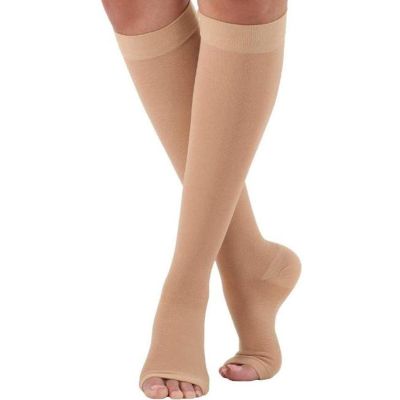 AAGAZA Varicose Compression Stocking S-XL Elastic Toe Knee High Stockings Calf Compression Varicose Veins Shaping Graduated Pressure XXL Nude/78 (Color : Nude, Size : S-M)