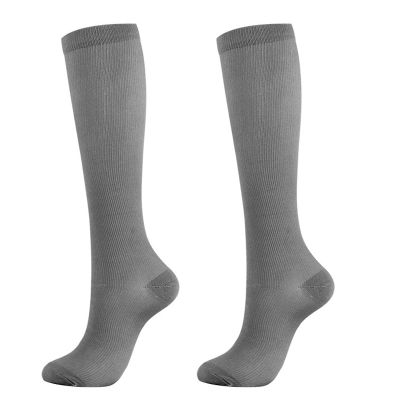 AAGAZA Varicose Compression Stocking Pressure Compression Varicose Leg Knee High Support Long Solid Color Comfortable Ladies and Men SM Nude/53 (Color : Grey, Size : S-M)
