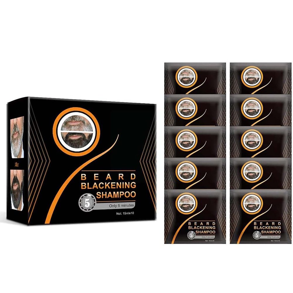 Natural Darkening Beard Shampoo, Beard Blackening Shampoo, Beard Shampoo, Beard Coloring for Men, Beard Coloring Men Beard Dye Shampoo, Beard Color Shampoo (1Box/10Pcs)