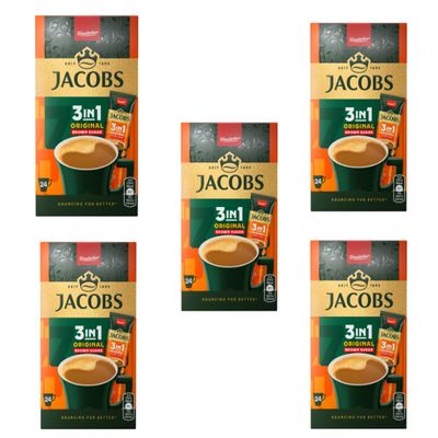 Jacobs 3in1 Instant Coffee Single Servings with Brown Sugar Fresh Stock Bulk Quantity (120 Sachets, Jacobs 3in1 Original)