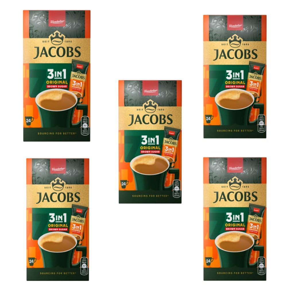 Jacobs 3in1 Instant Coffee Single Servings with Brown Sugar Fresh Stock Bulk Quantity (120 Sachets, Jacobs 3in1 Original)