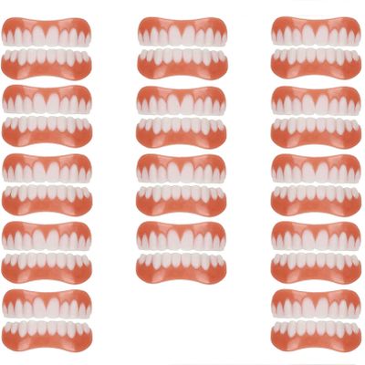 WoCOyo Prosthesis Teeth Reusable Cosmetic Veneers Teeth Unisex Top Bottom Temporary Natural Dentures Instant Veneers Smile Fake Teeth,14pairs