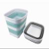 SAMMART 15L Collapsible Tub - Foldable Dish Tub - Portable Washing Basin - Space Saving Plastic Washtub (Lake Green+Grey (Set of 2)) view 2