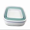SAMMART 15L Collapsible Tub - Foldable Dish Tub - Portable Washing Basin - Space Saving Plastic Washtub (Lake Green+Grey (Set of 2)) view 3