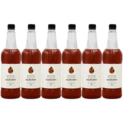 SIMPLY Hazelnut Syrup (Pack of 6 x 1 Litre)