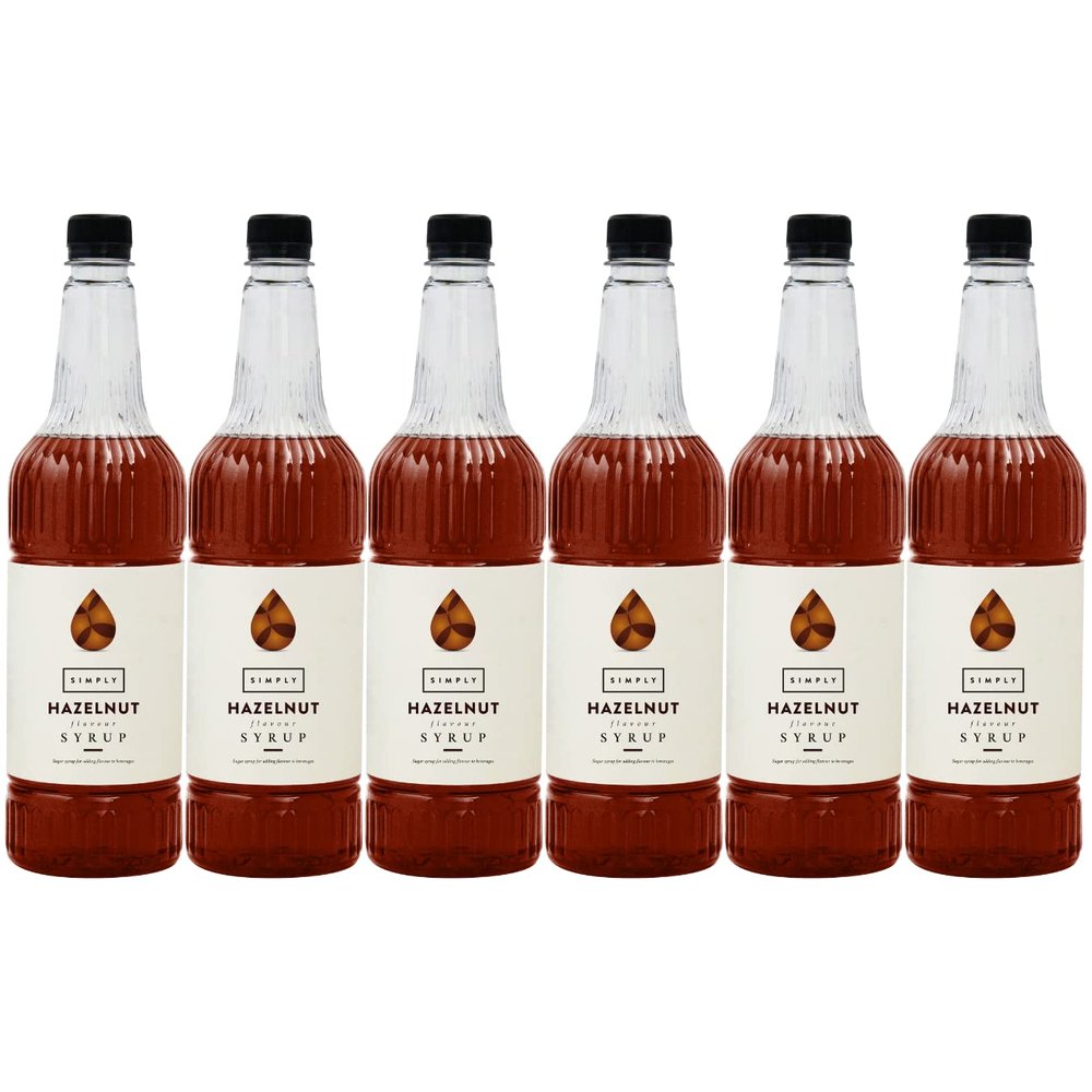 SIMPLY Hazelnut Syrup (Pack of 6 x 1 Litre)
