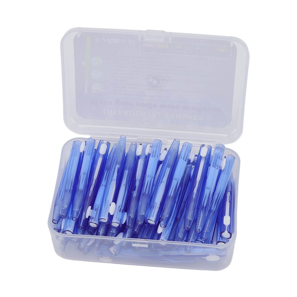 CHICIRIS Interdental Brush, Slim Practical 60Pcs Medical Grade Nylon Wire Braces Cleaner for Adults for Orthodontic Care (Blue)