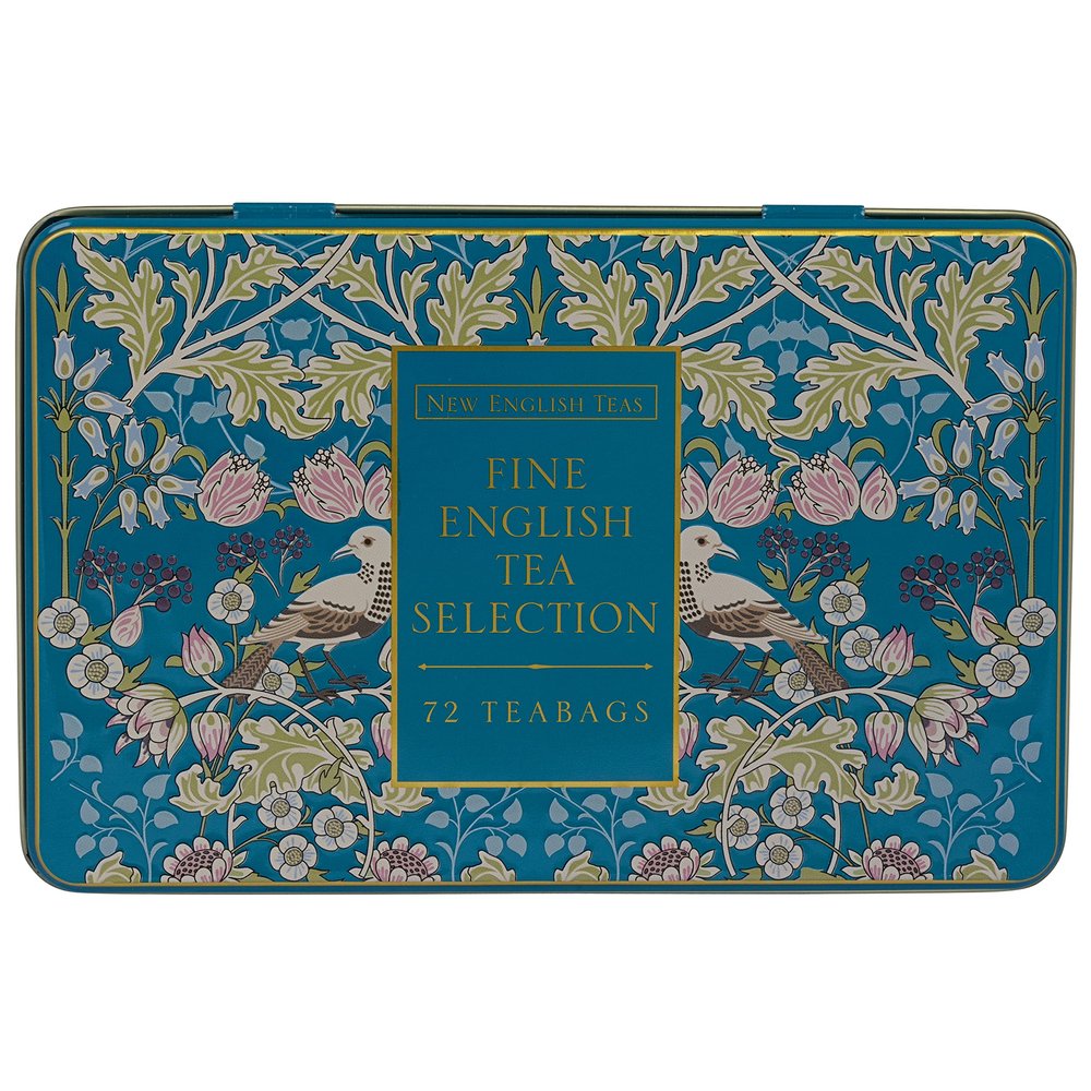 New English Teas Song Thrush and Berries Tea Tin with 72 Teabag Selection (Teal)