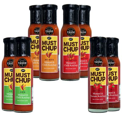 Must Chup Ketchup 8x Bottle Family Bundle 2x Original - 2x Kick - 2x Big Kick and 2x Bad Boy Kick