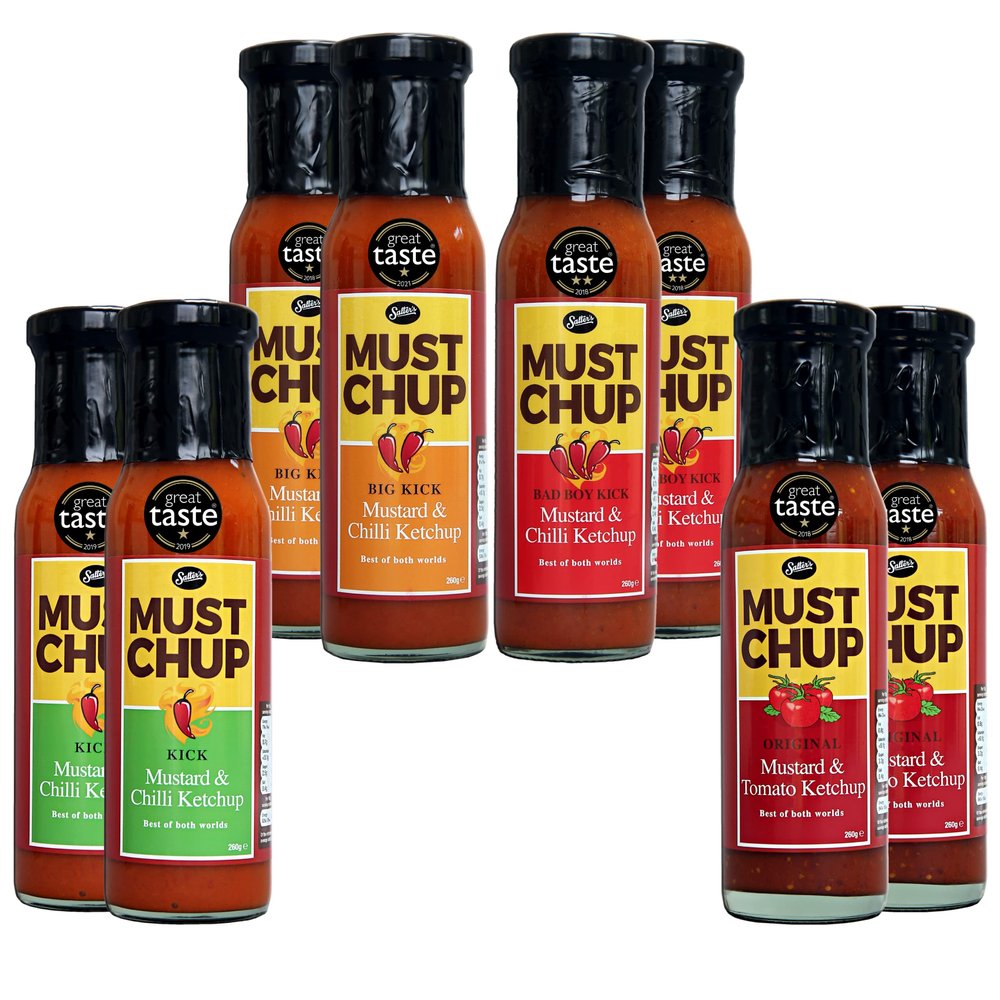 Must Chup Ketchup 8x Bottle Family Bundle 2x Original - 2x Kick - 2x Big Kick and 2x Bad Boy Kick