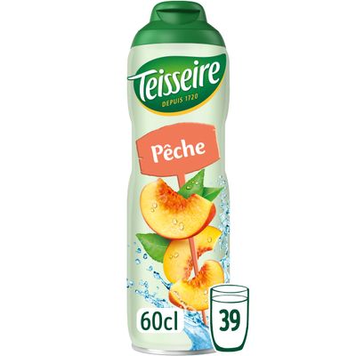 Teisseire Syrup Peach Natural Fruit Flavours for Soft Drinks Cocktails Bottle 60cl