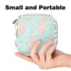 Abstract Green & Orange Pattern Sanitary Napkin Storage Bag Portable Period Bag for Women Teen Girls Menstrual Cup Pouch Nursing Pad Holder view 2