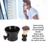 Men Shaving Brush Bowl Shaving Brush Ergonomic Handle Shaving Cream Brush Black Shaving Brush Bowl Tool view 3