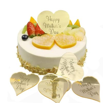10pcs Happy Mother's Day Cake Topper Gold Acrylic Mothers Cupcake Decorating for Mother's Day Party Cake Decoration