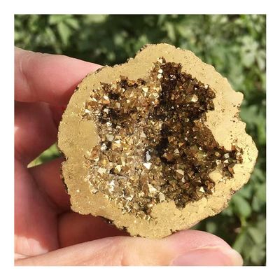 JUKUCKV Natural Angel Aura Agate Geode Crystal Hole Mineral Specimen Contains Clean Clusters Electro Plating Spiritual support