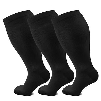 3 Pairs Plus Size Compression stockings for Men & Women (20-30 mmHg) Best Graduated Athletic Fit for Running, Nurses, Flight Travel & Maternity Pregnancy - Boost Stamina, Circulation & Recovery-XXL