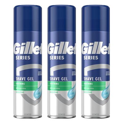 3 x 200ml Sensitive Shave Gel with Aloe