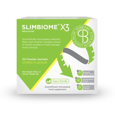 Slimbiome  Prebiotic Fibre Supplement for Gut Health & Digestive Support  30 Sachets  Vegan Microbiome Support with Plant-Based Prebiotics