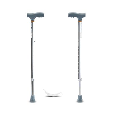 Walking Cane for Seniors and Disabled, Adjustable Walking Stick with T-Handle, Cane for Men and Women, 1 Pair, Silver