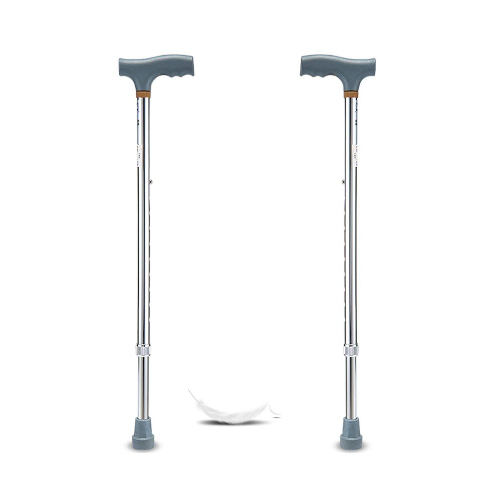 Walking Cane for Seniors and Disabled, Adjustable Walking Stick with T-Handle, Cane for Men and Women, 1 Pair, Silver