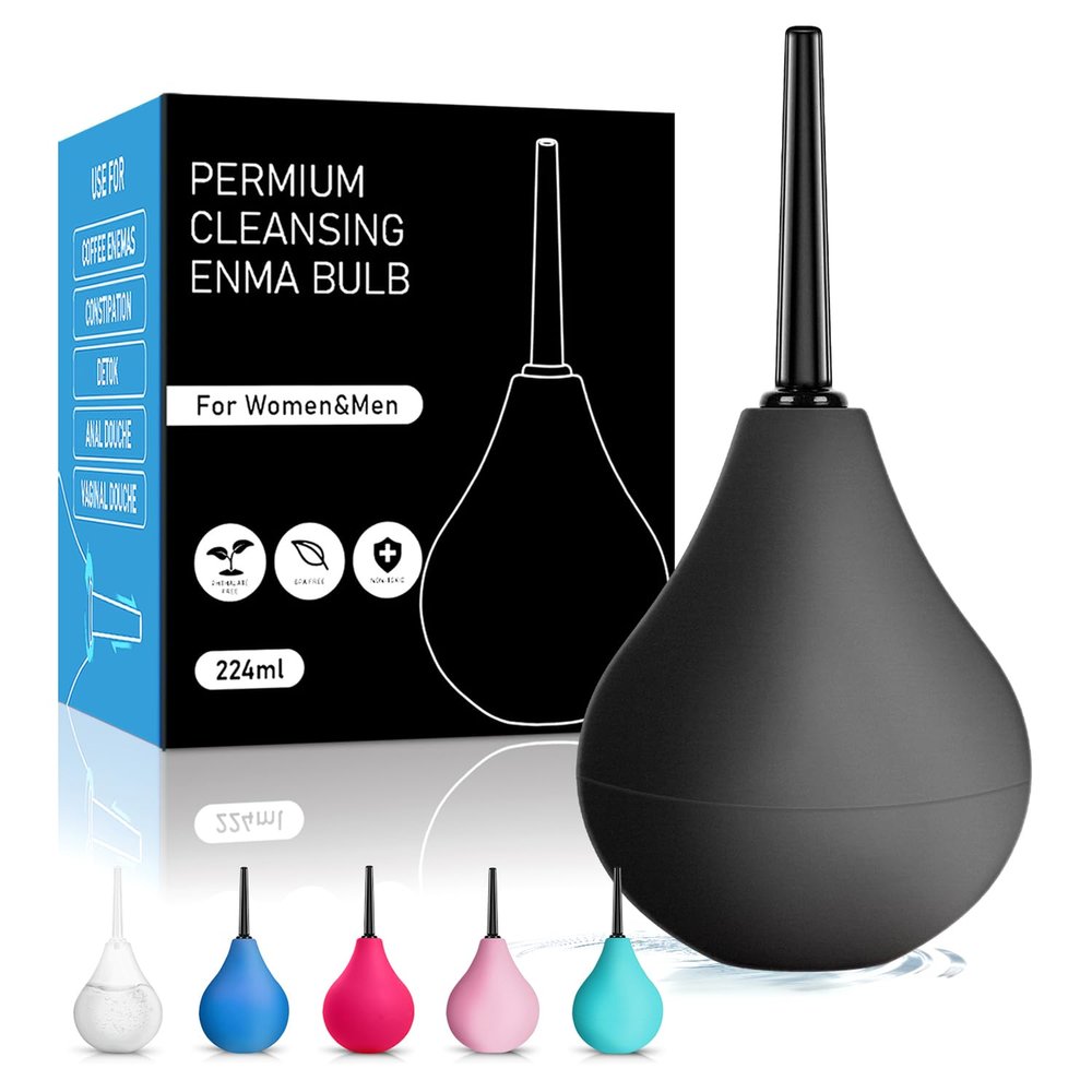 Anal Douche Enema Kit - 224ml Enema Bulb with 3 Replaceable Nozzles, Douche Bulb Douches for Men Women, Shower Douche Enemas at Home Kit for Personal Hygiene & Travel