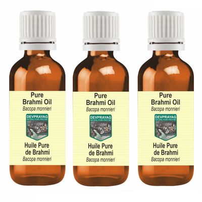 Devprayag Pure Brahmi Oil (Bacopa monnieri) Natural Therapeutic Grade (Pack of Three) 100mlx3 (10 oz)