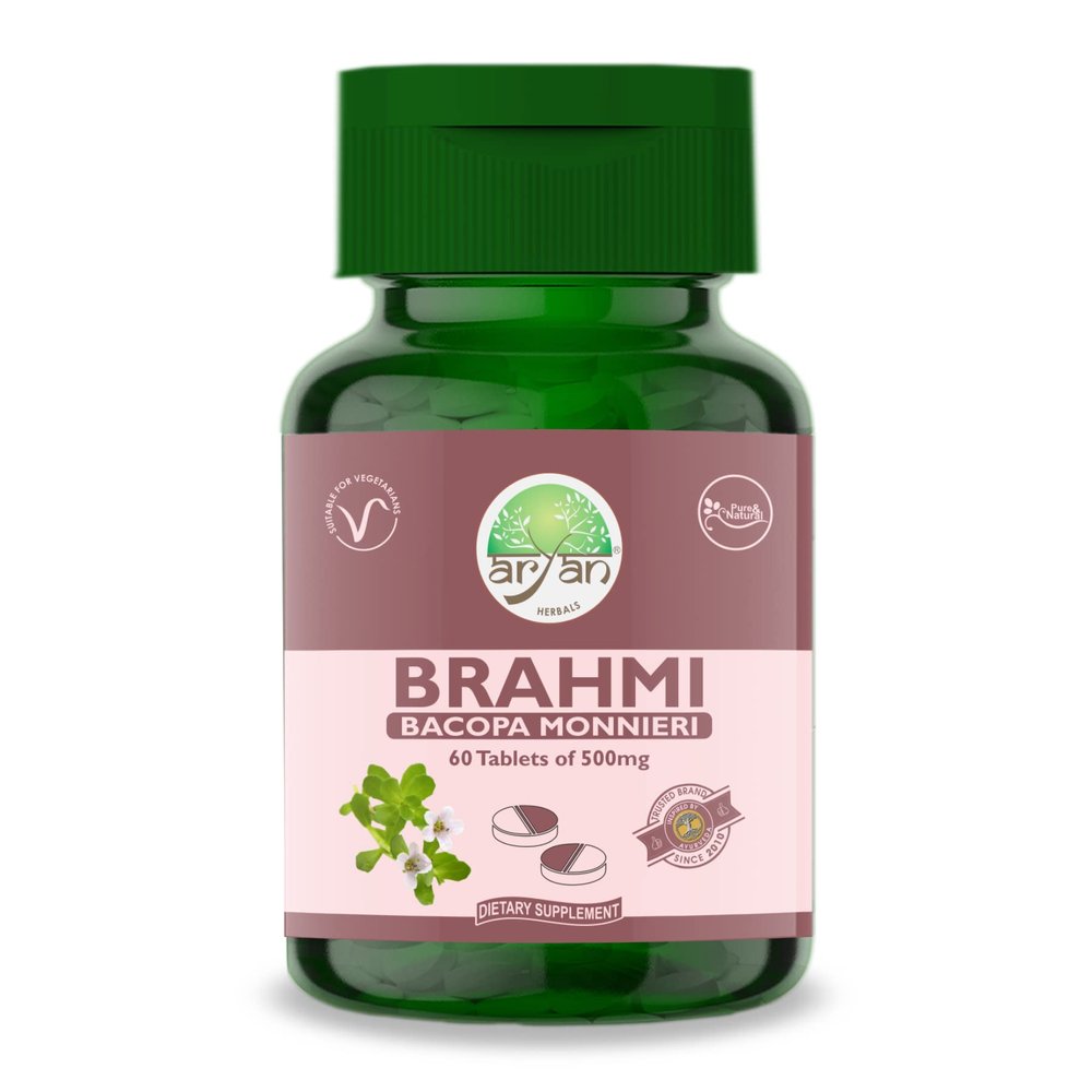 Aryan Herbals Brahmi (Bacopa Monnieri) 60 Tablets of 500 MG