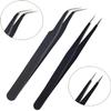 Fine Point + Slant Tweezers for Women and MenSplinter Ticks, Facial, Brow and Ingrown Hair Removal Needle Nose Precision Best Tweezers for Chin Hair(Black view 2