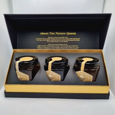 The Nature Queen Exclusive Raw & Natural Honey Gift Box (Acacia, Honeydew, Polyfloral), Organic Honey, Gift Pack, Raw Honey, Pure Honey, 3x 260g
