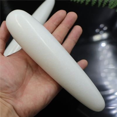 18 * 4cm Natural Quartz Crystal Massage Wand Rose Quartz Yoni Wand Crystal Stone Yoni Women Gift,White Jade