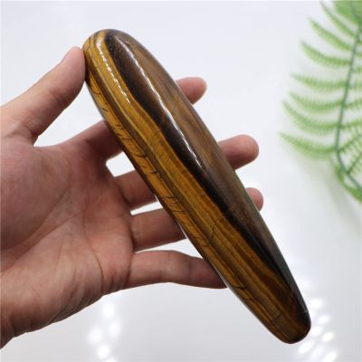 18cm Natural Tiger Eye Yoni Massage Wand Crystal for Women Massage Kegel Exercise Yoni Wand,18-3cm