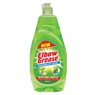 Elbow Grease Washing Up Liquid | Power Degreaser - Soap for Hand Washing Dishes, Pots, Pans & Glasses (Apple, 600ml)
