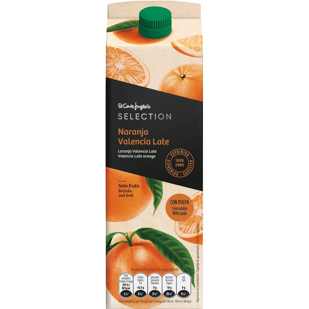 EL CUTE ENGLES SELECTION Orange Juice Valencia Late 100% squeezed with brik pulp 1 L
