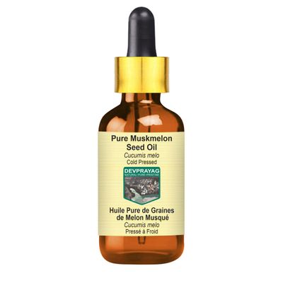 Devprayag Pure Muskmelon Seed Oil (Cucumis melo) with Glass Dropper Natural Therapeutic Grade Cold Pressed 10ml (0.33 oz)