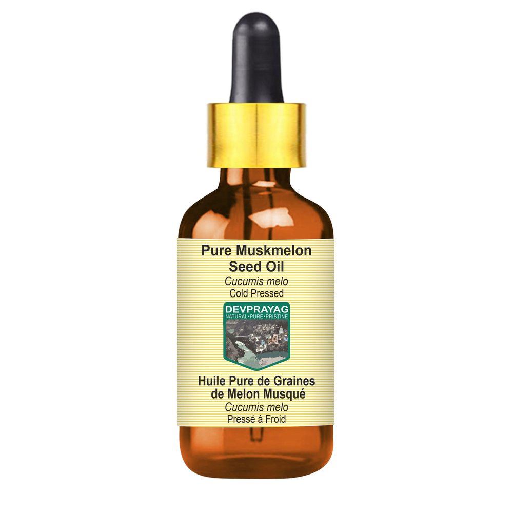 Devprayag Pure Muskmelon Seed Oil (Cucumis melo) with Glass Dropper Natural Therapeutic Grade Cold Pressed 10ml (0.33 oz)