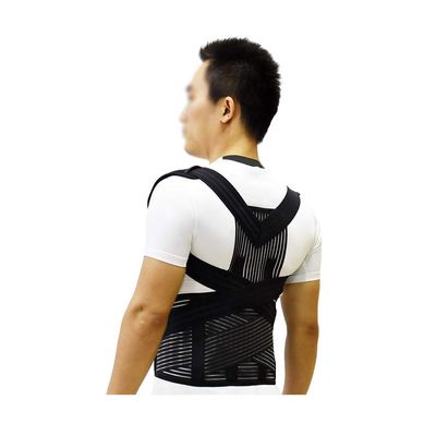 CAZARU Posture corrector Fish Ribbon Fabric Comfortable Skin Y-Shaped Shoulder Design for Adults/Children (Black) (Size : XL)